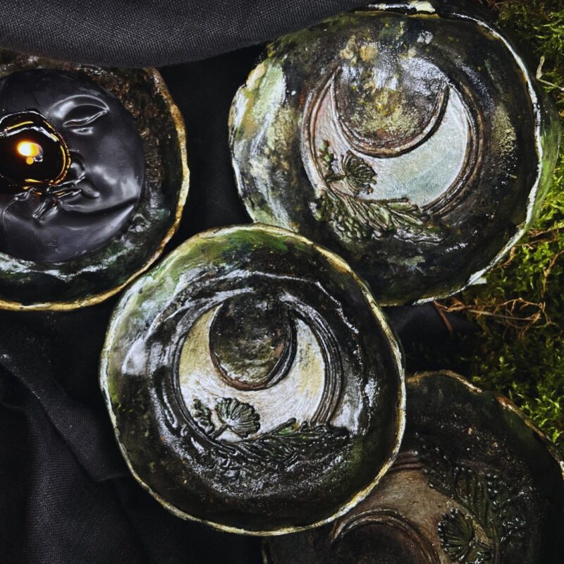 Gliniana miseczka / podstawka pod świece - Mchy Lunuli